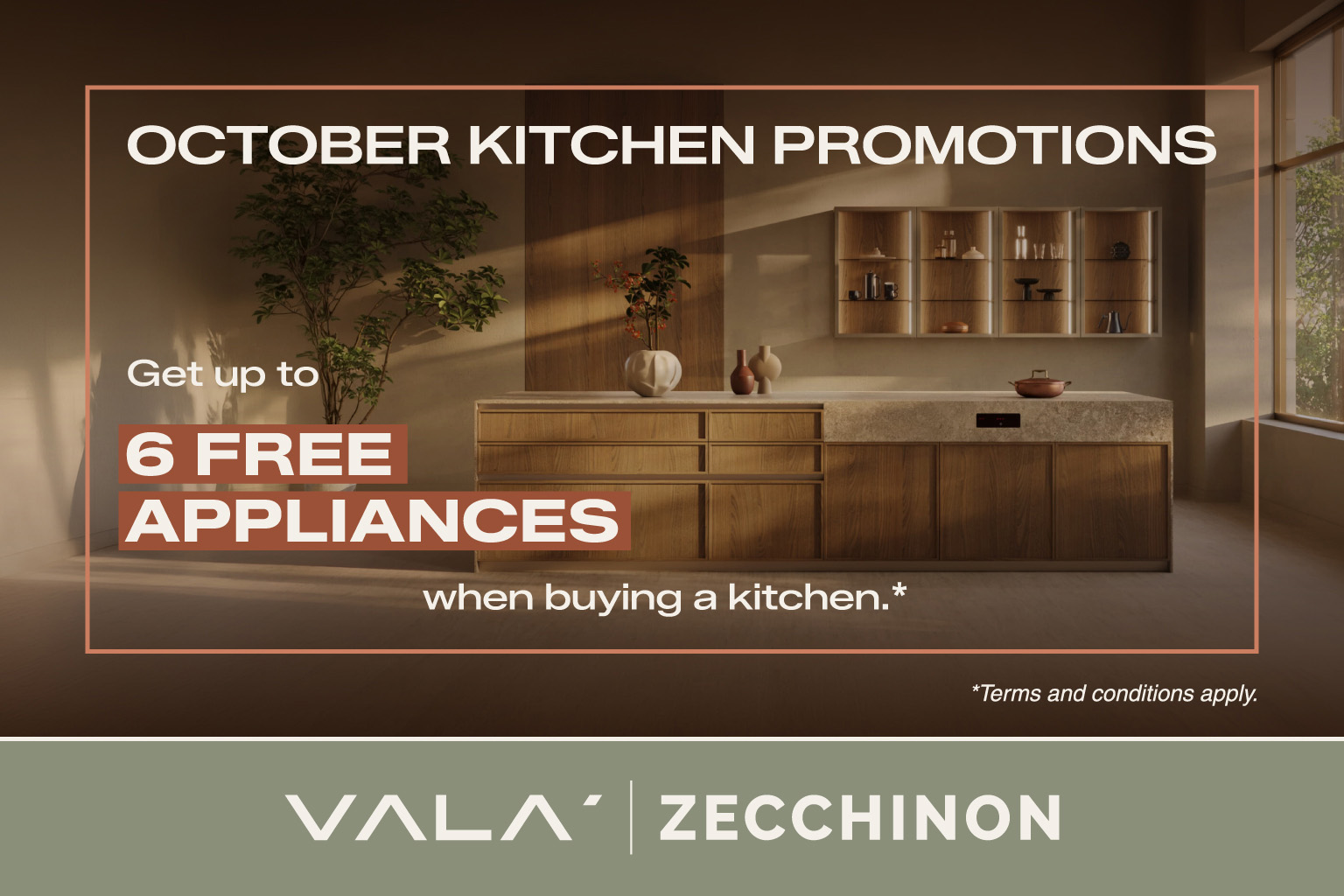 October kitchen promotion offering up to six free appliances when buying a kitchen