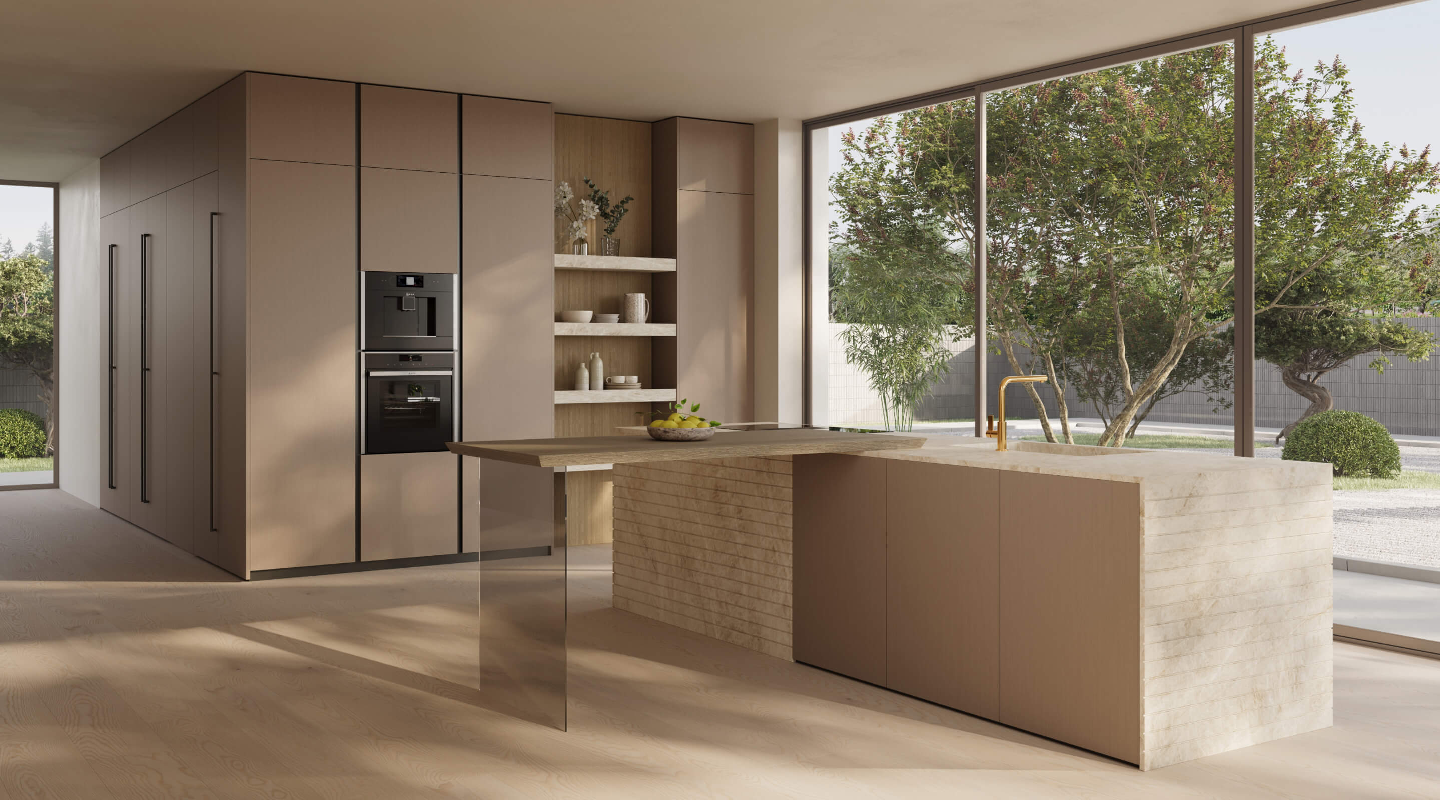 Zecchinon kitchen with integrated tall units and island planning