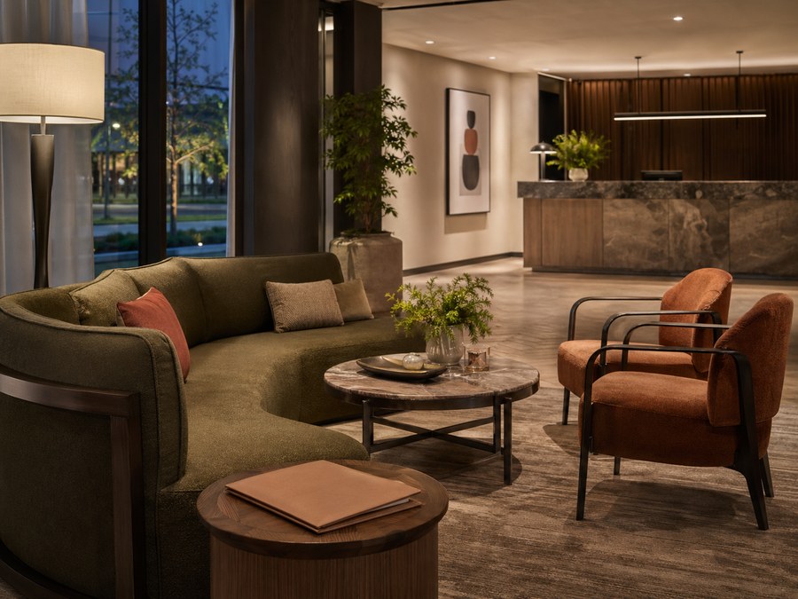 Finished contract interior prepared for handover after delivery and installation