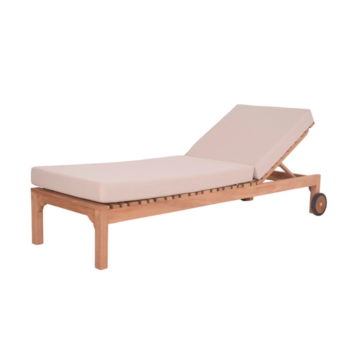 Wooden Sun Lounger with Cushion image 1