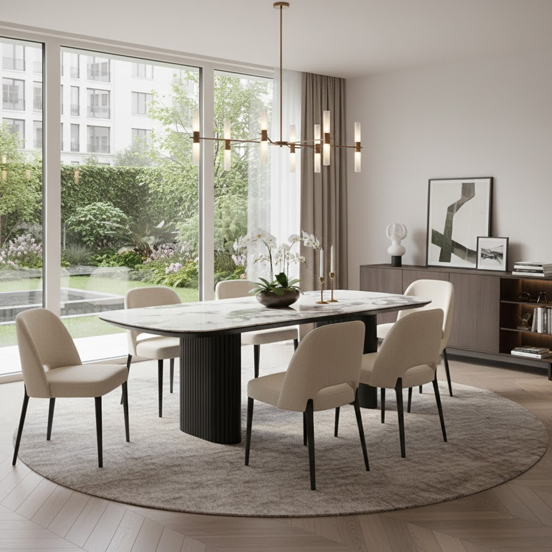 Dining Table  199x99x75- Black & Ceramic