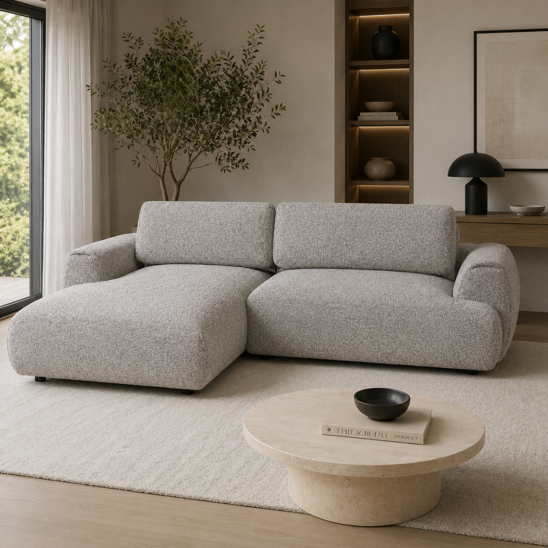 Corner Sofa Left with Sleeper –Light Grey