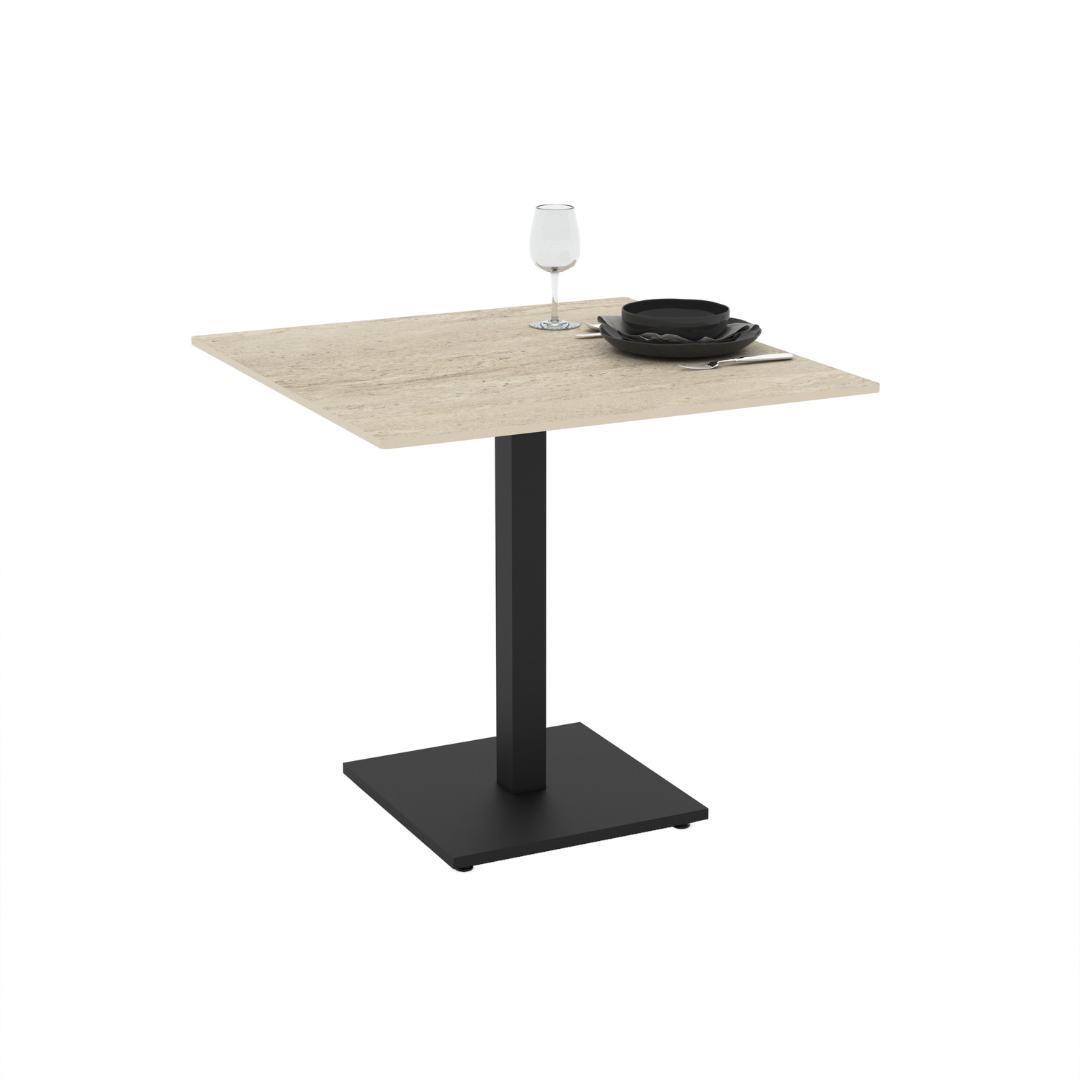 Ceramic Dining Table 80cm  – Travertine & Black