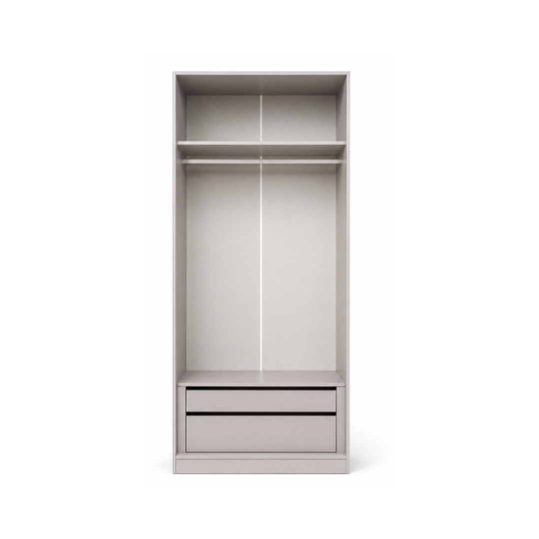 Wardrobe 100x240 – Shelves, Hanging Rail & Drawer - Taupe