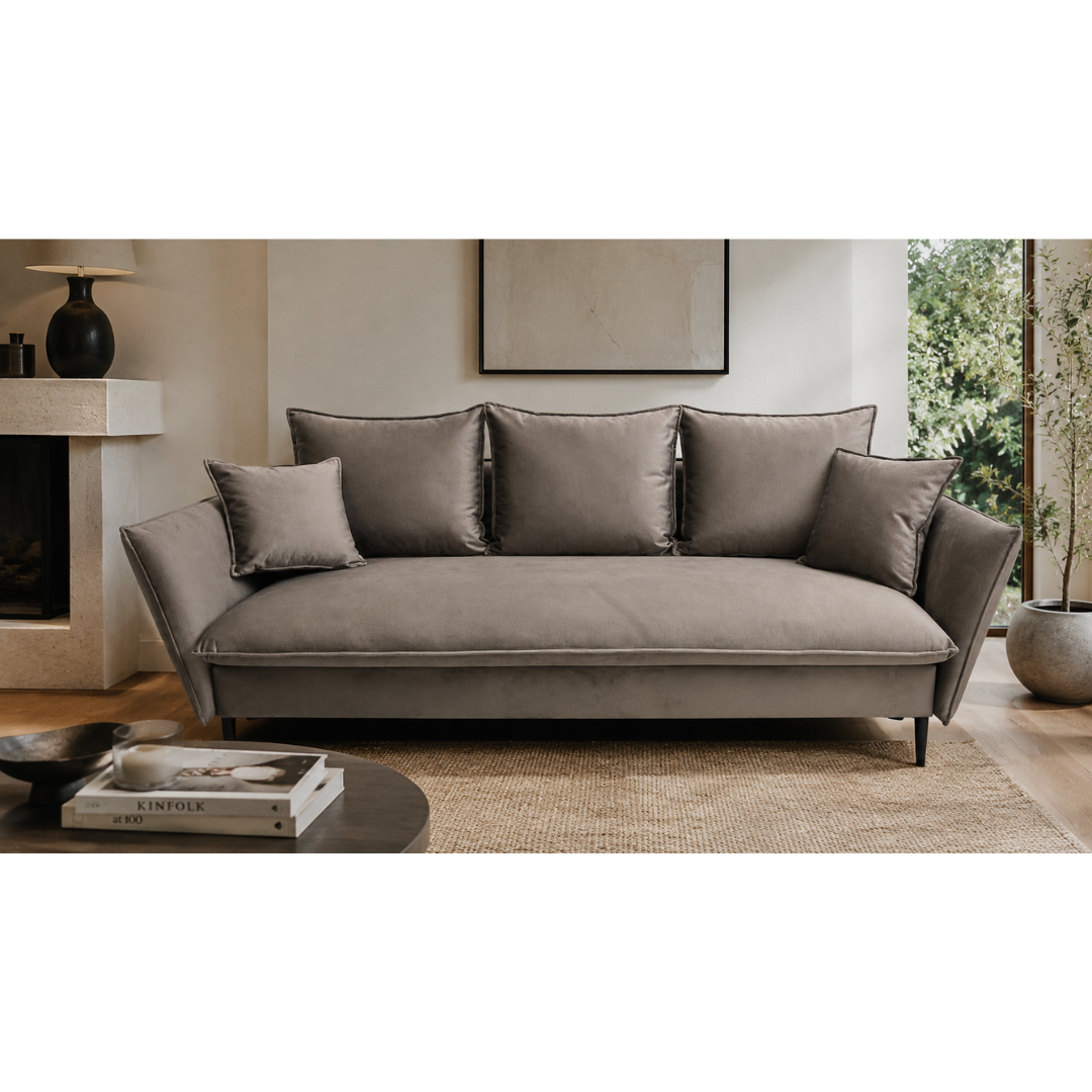 Sofa 3 with Sleeper & Storage- Light Taupe