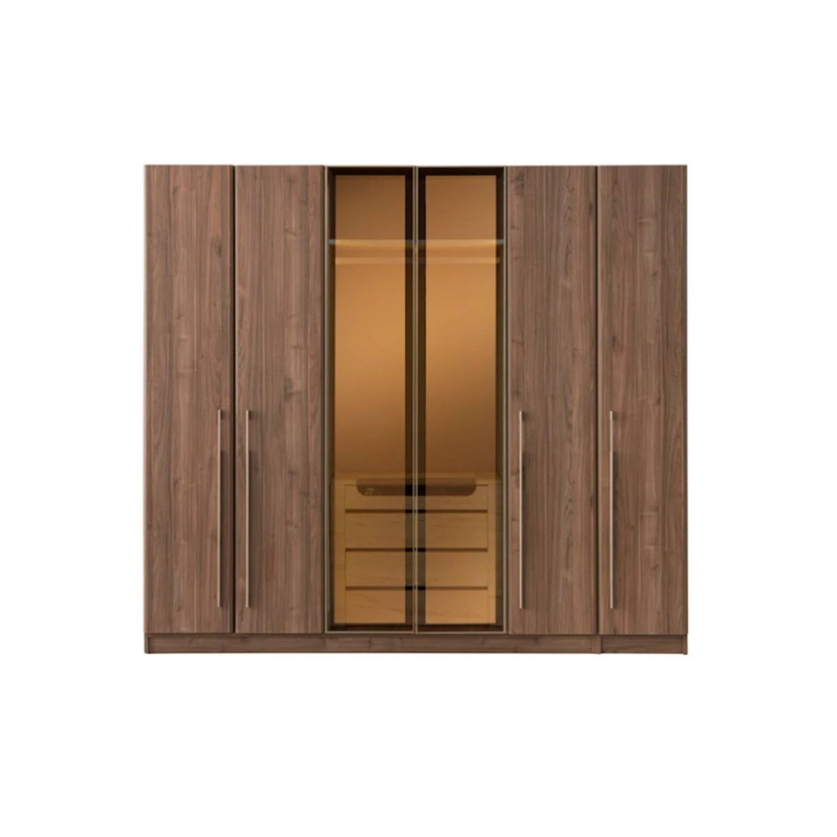 6 Door Wardrobe – Walnut & Travertene image 1