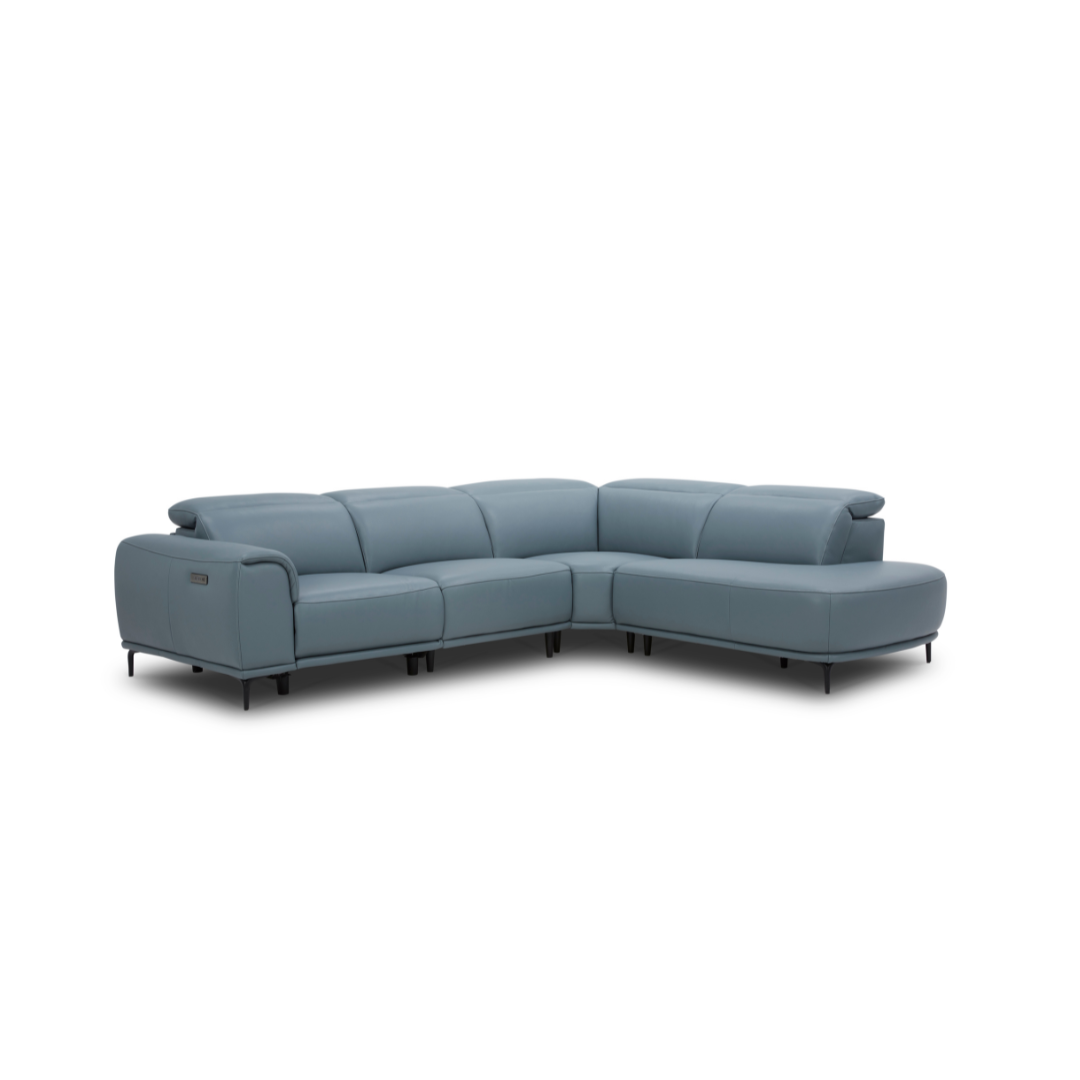 Corner Sofa Electric Recliner & Lumbar Support (Left Arm Facing) Blue.