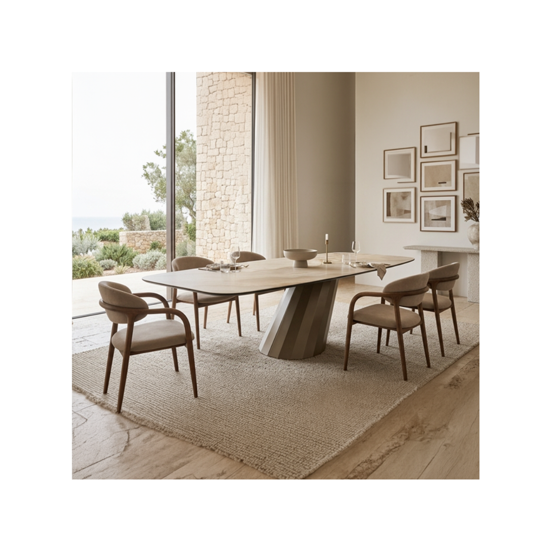 Table Brera-Fix Barrel Shape Top 240X110 - Champagne