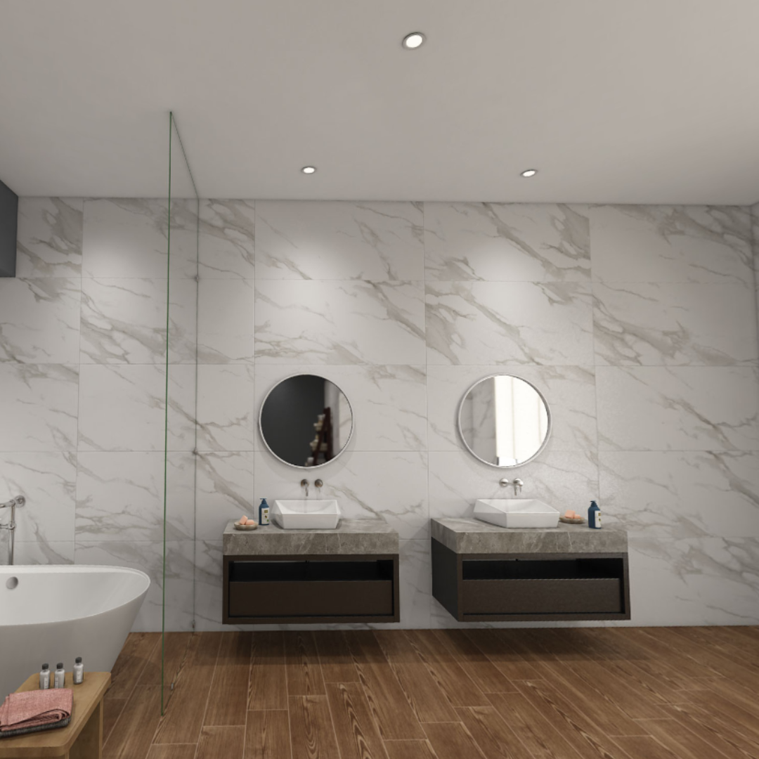 Statuario Glossy White Tiles - 60x120cm