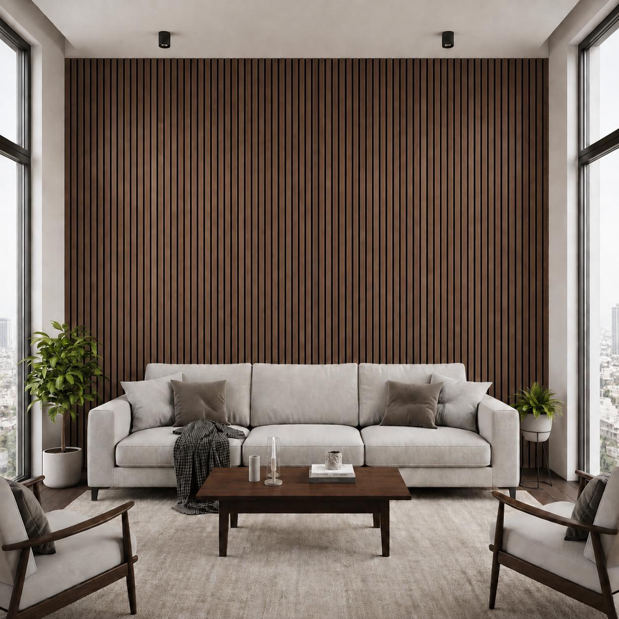 Wood Slat Acoustic Wall Panel - Dark Walnut MJ1-42
