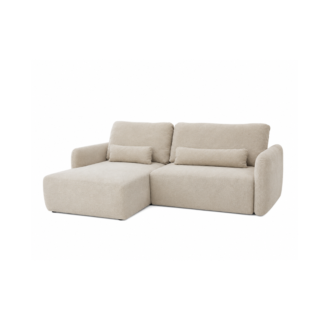 Corner Sofa Left with Sleeper & Storage- Beige