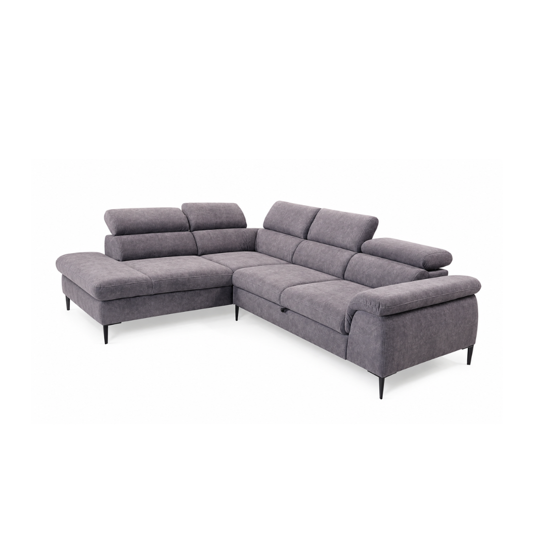 L Corner Sofa Left with Sleeper & Storage – Taupe