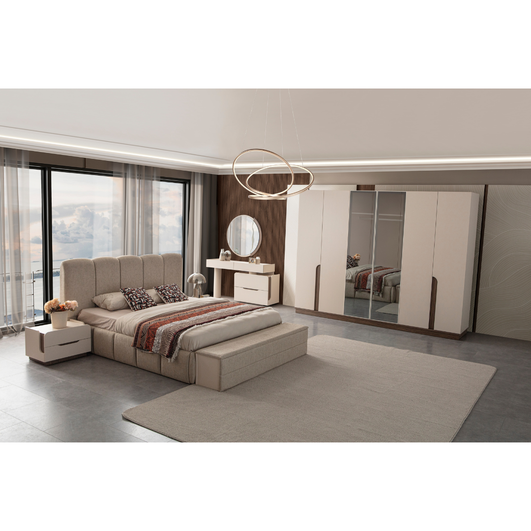Bedroom Set  200x180cm - Cream & Bronze