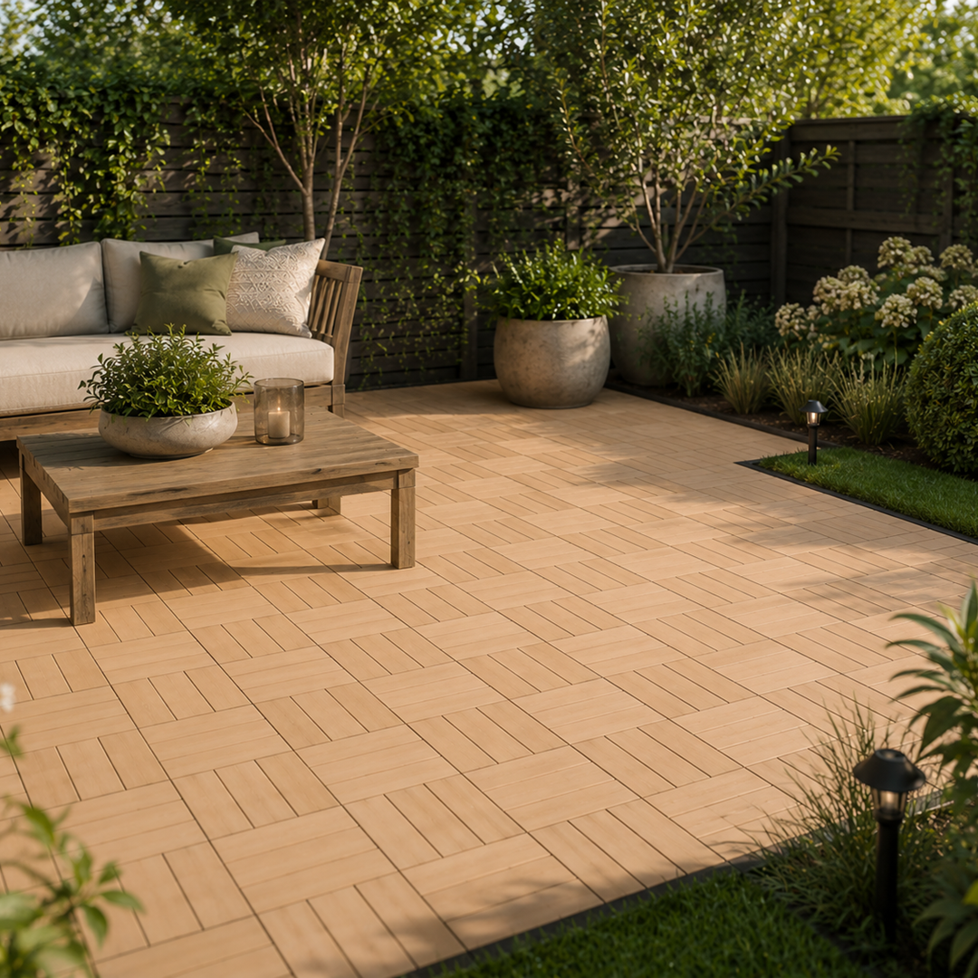 Outdoor WPC Tiles 30x30x2.1 cm – Maple Wood