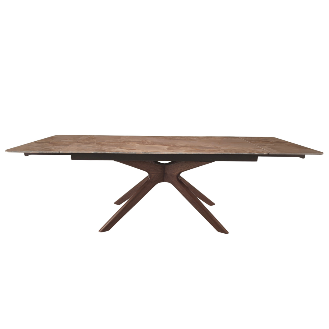 Extension Table 160(+40+40)x90x76 – Gloss Amber Jade/Brown/Dark Brown Walnut