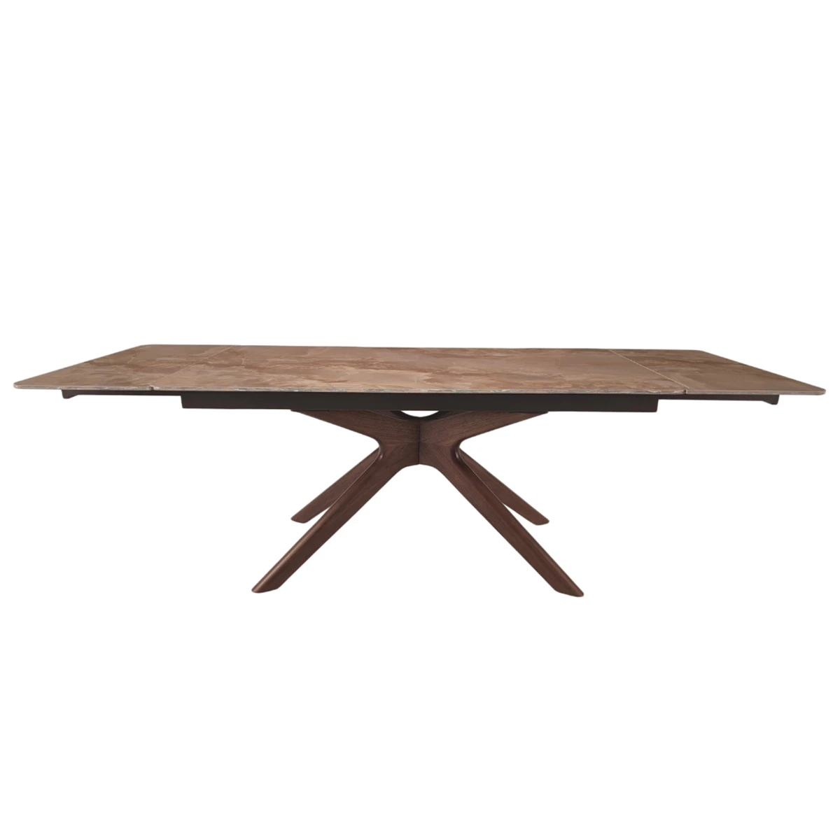 Extension Table 160(+40+40)x90x76 – Gloss Amber Jade/Brown/Dark Brown Walnut image 1