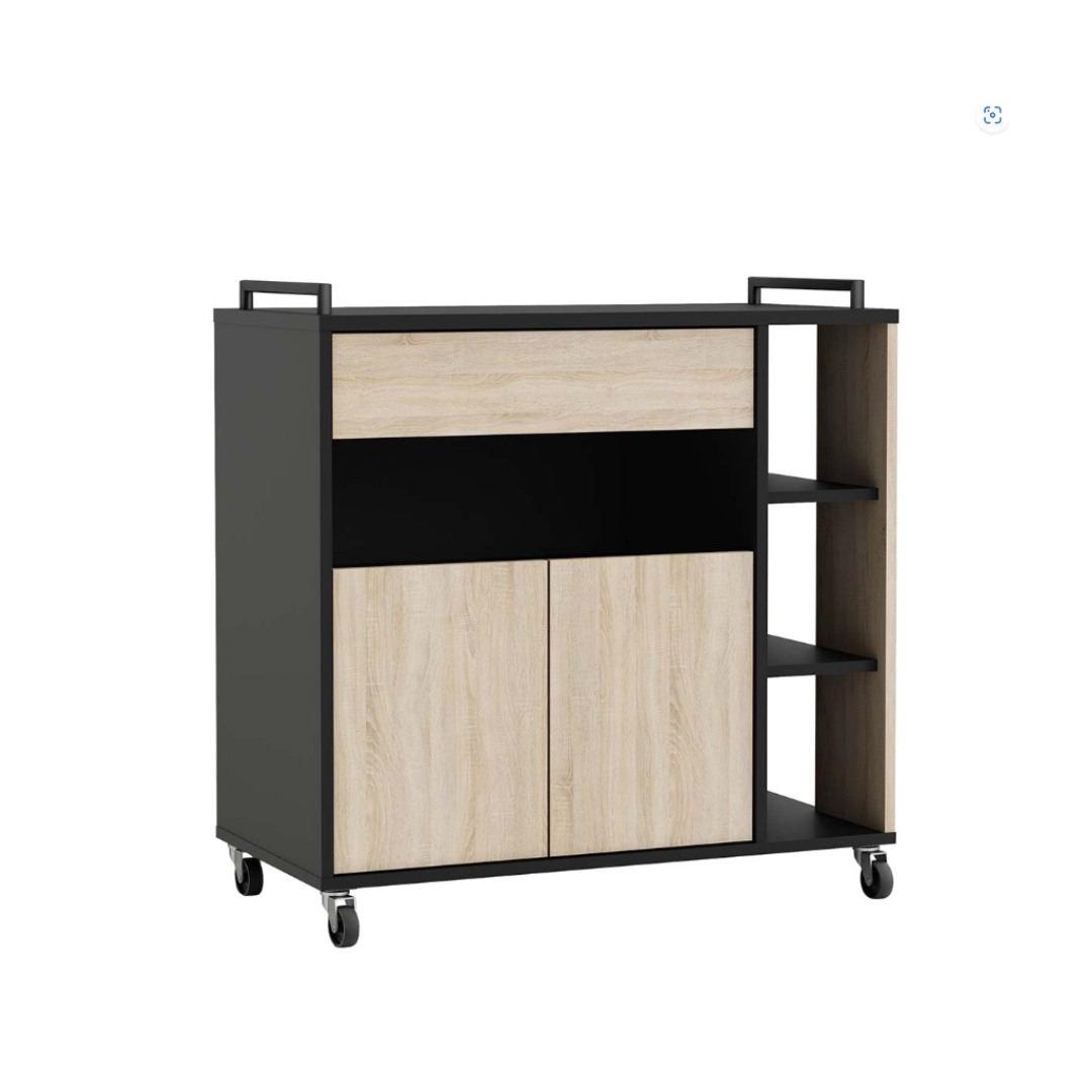 Indus Microwave Trolley Oak Matt Black