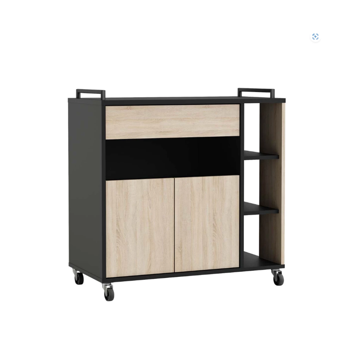 Indus Microwave Trolley Oak Matt Black image 1