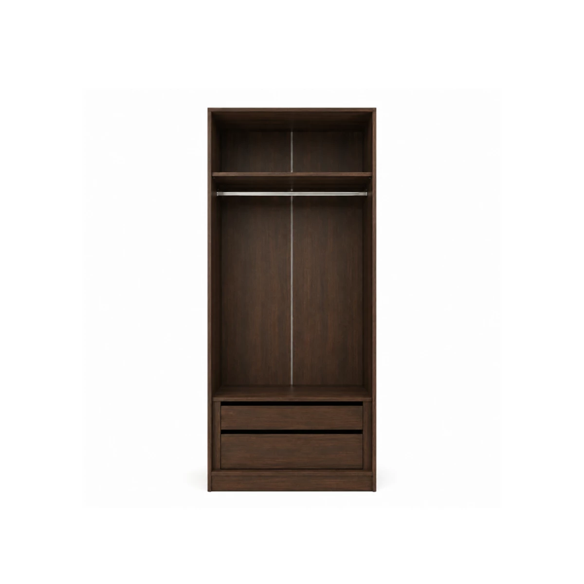 Wardrobe with Shelves 100x240cm, Hanging Rail & Drawer - Dark Walnut image 1