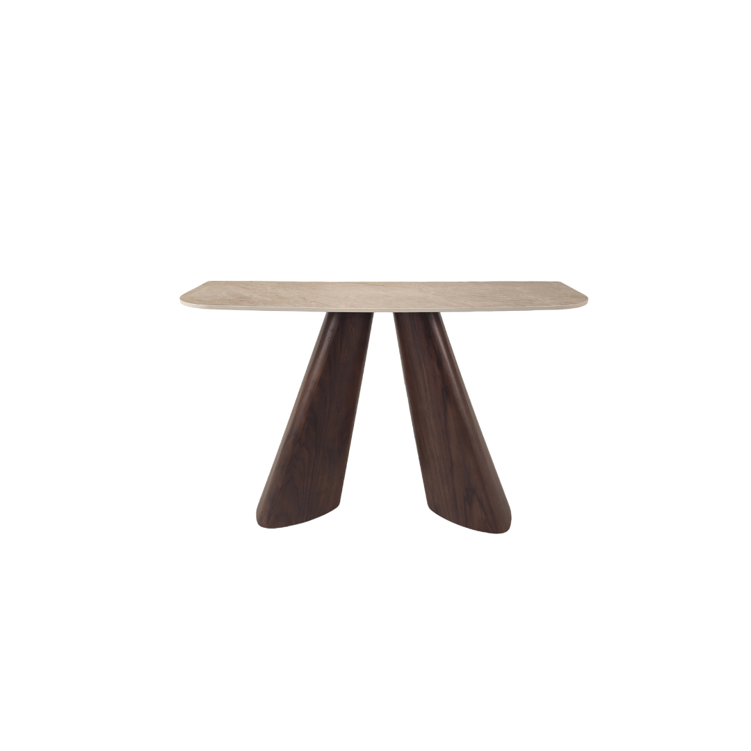 Console Table – Matte Florence Beige, Black & Dark Brown Walnut