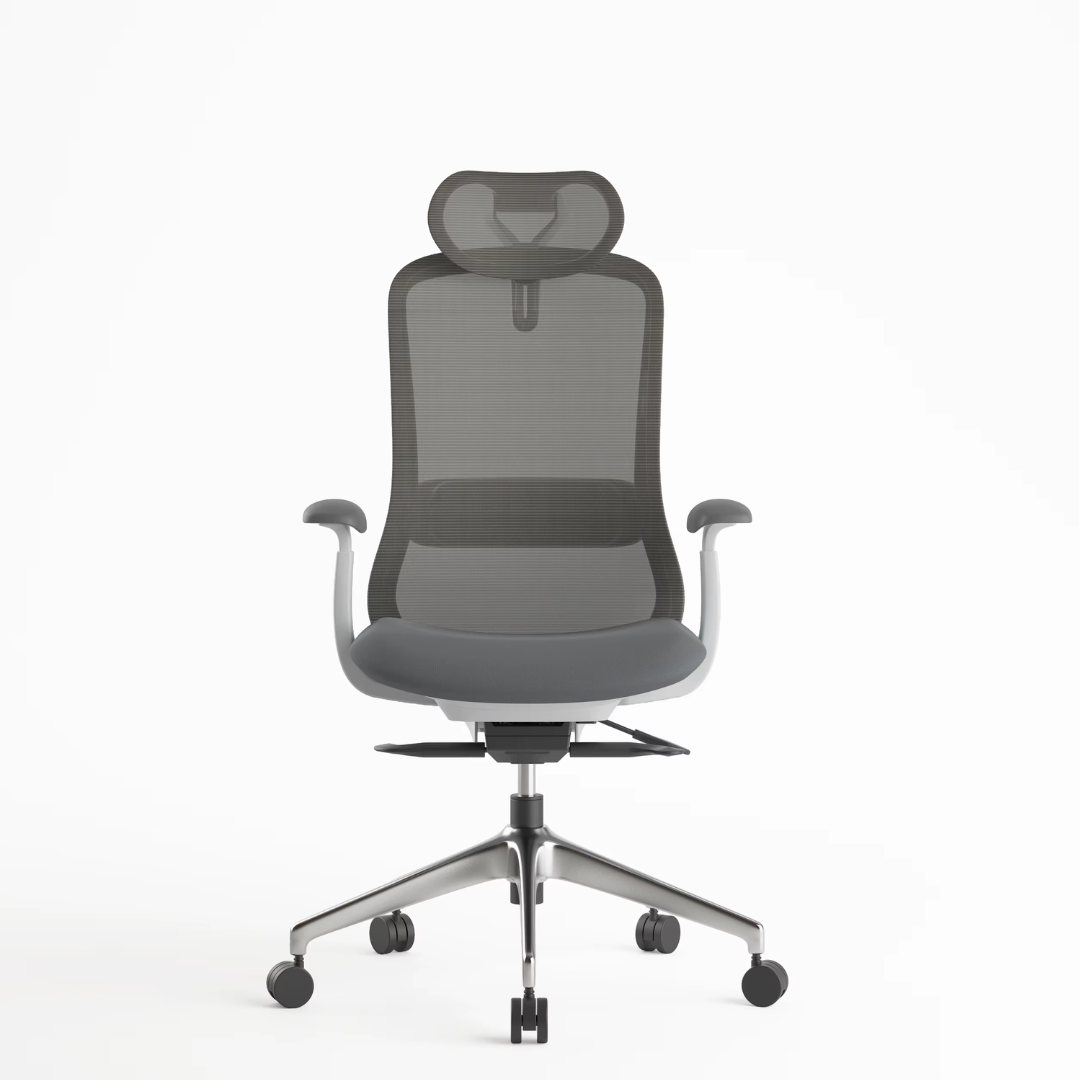 Office Chair with Adjustable Headrest - Grey