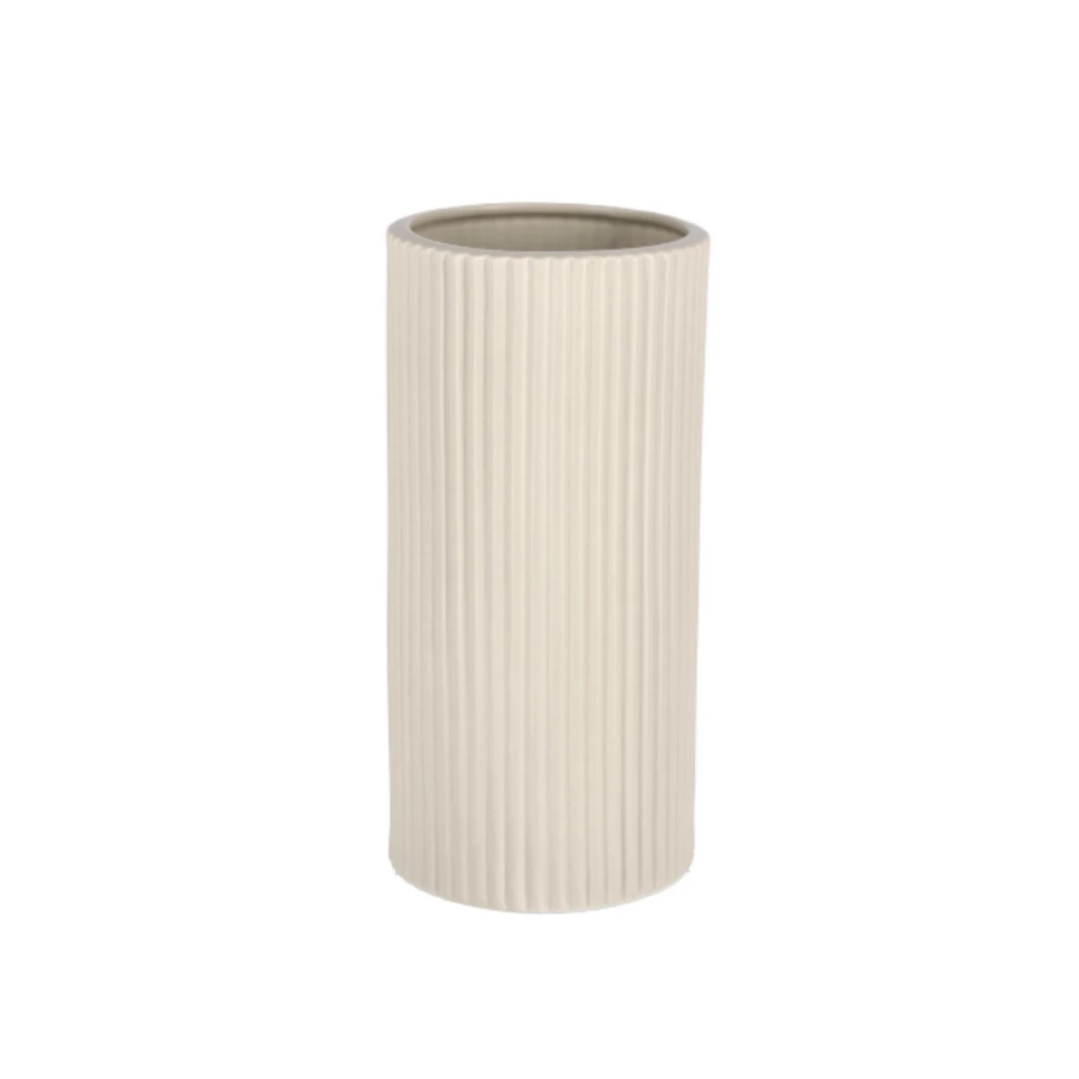Porcelain Cyl Knurled Vase D12.5 x H26 cm - Ivory image 1