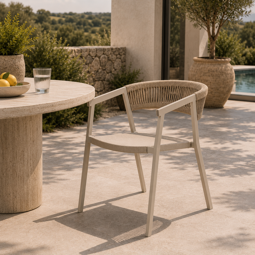 Aluminum Dining Chair - Light Beige