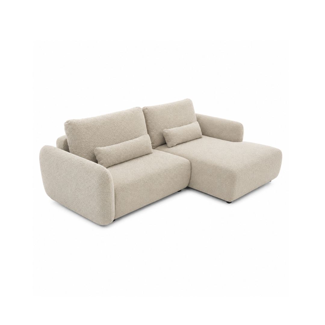 Corner Sofa Right with Sleeper & Storage – Beige