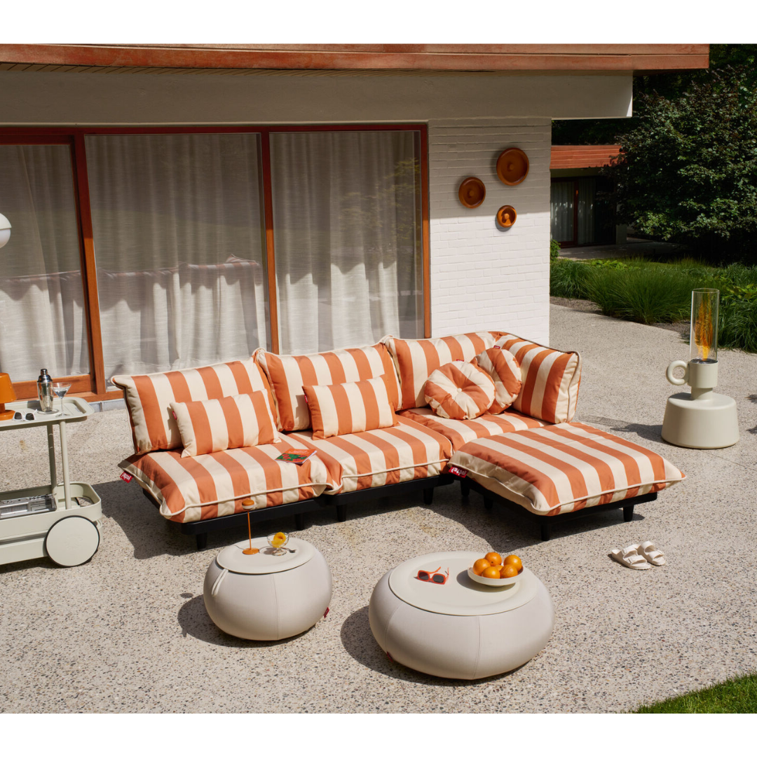Modular Outdoor Sofa Set – Stripe Orange - Creme