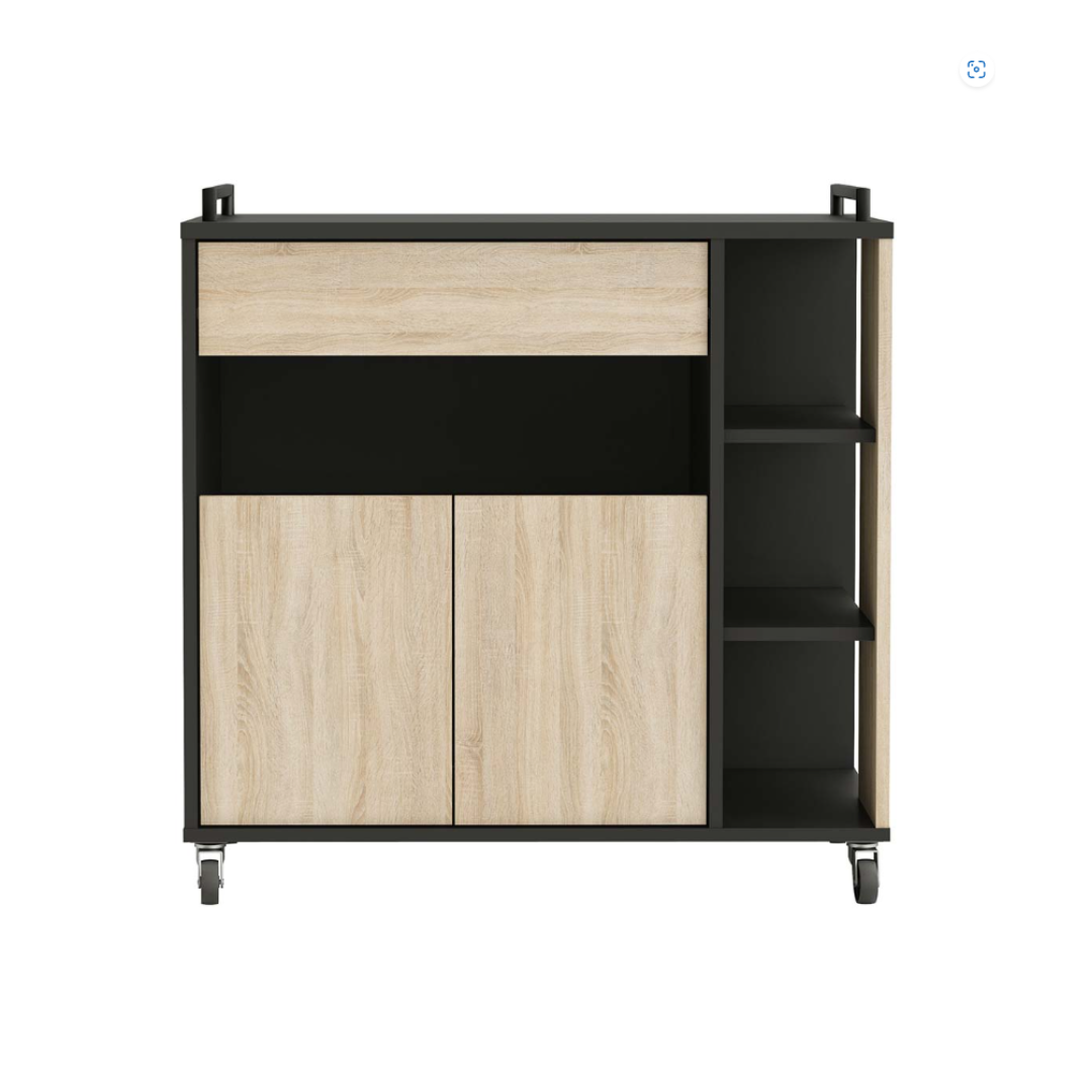 Indus Microwave Trolley Oak Matt Black