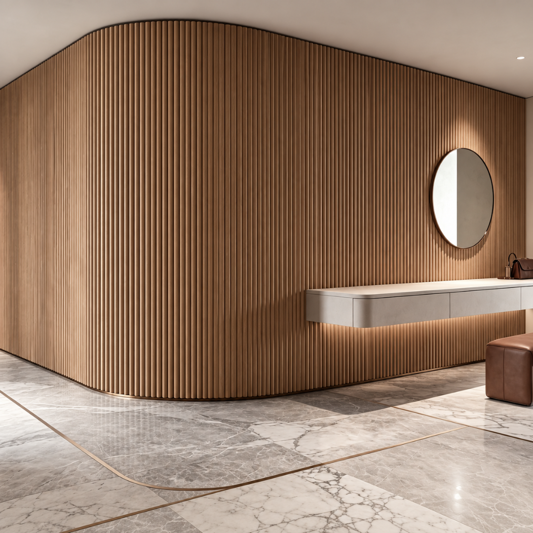 Flexible Wood Slat Acoustic Wall Panel 60 - Natural White Oak