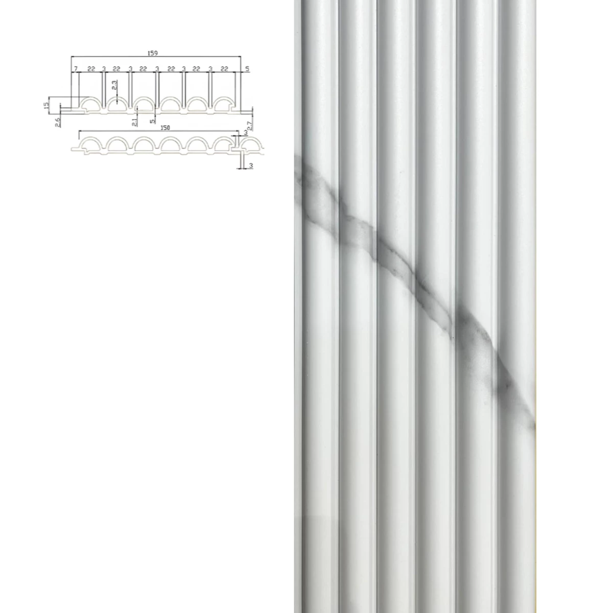 Decorative WPC - Fluted Six-Round Profile SF122 | VALÀ - Home & Contract