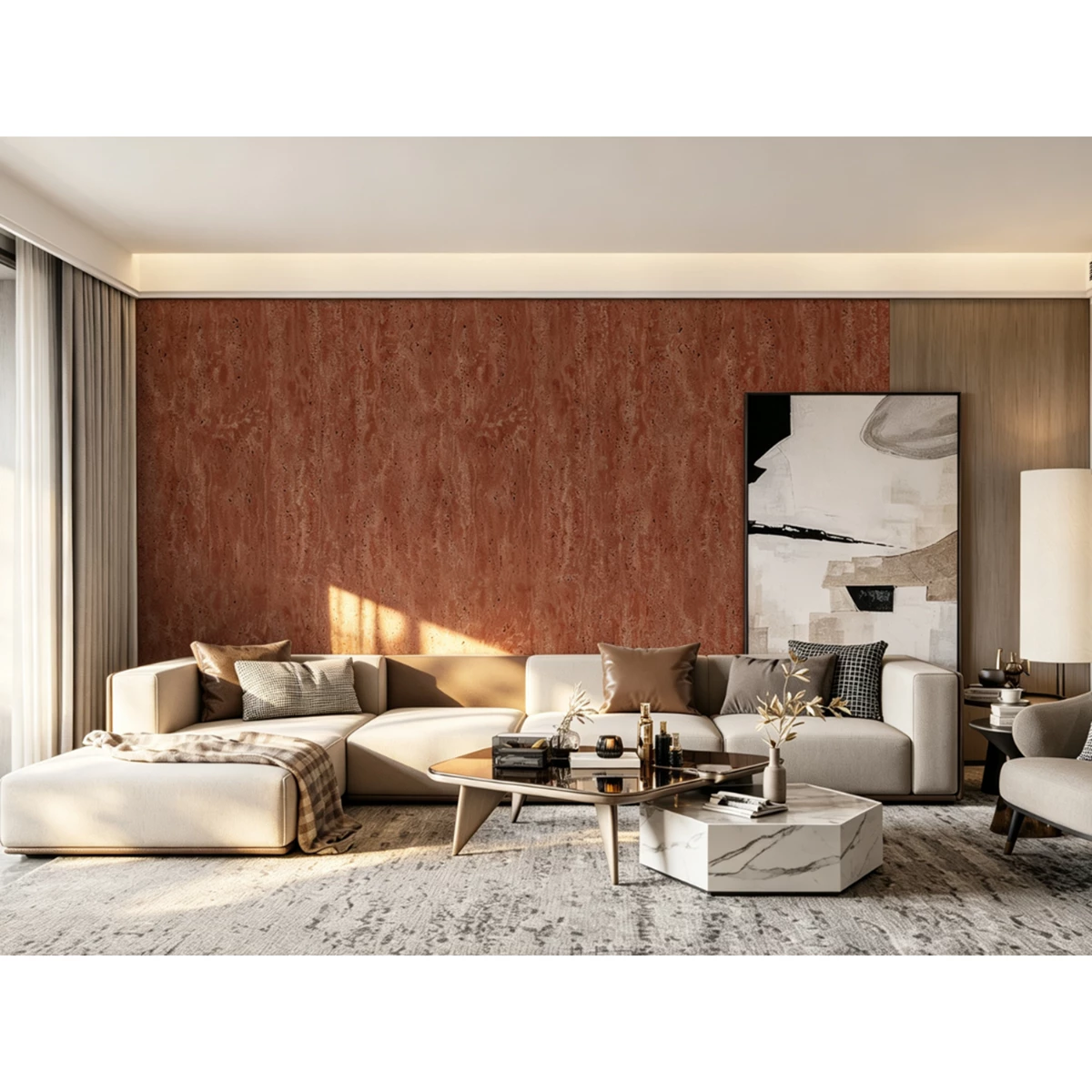 Decorative PVC - Brick Red Travertine Matte | VALÀ - Home & Contract