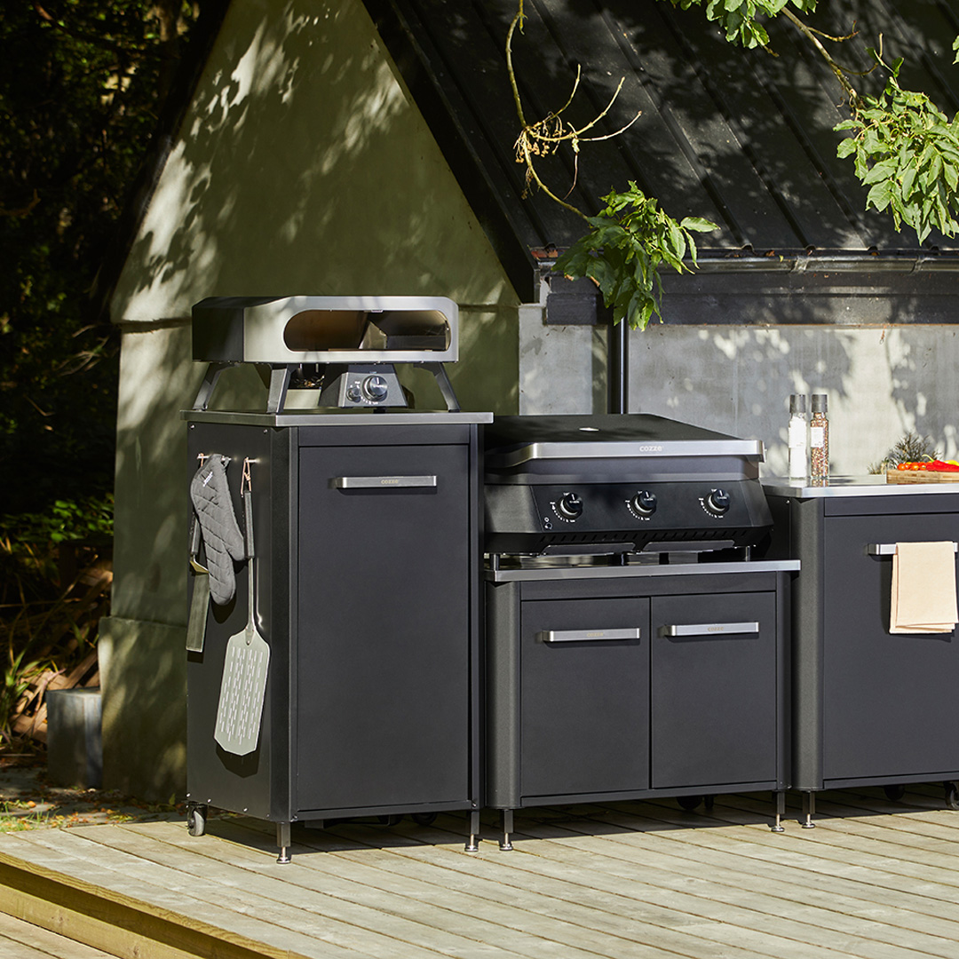 Outdoor kitchen 60 cm, stainless table top- Black