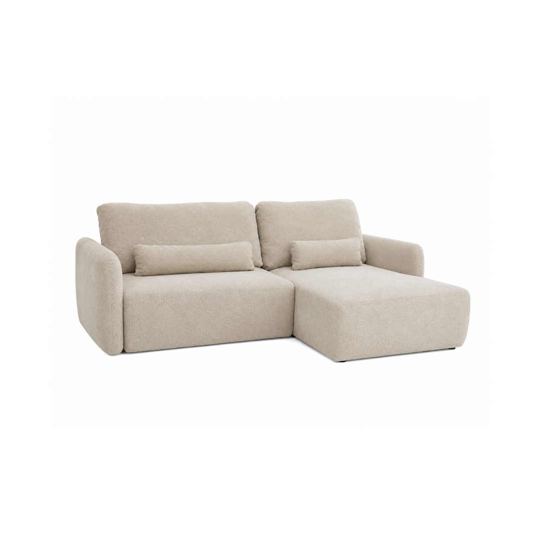Corner Sofa Right with Sleeper & Storage – Beige