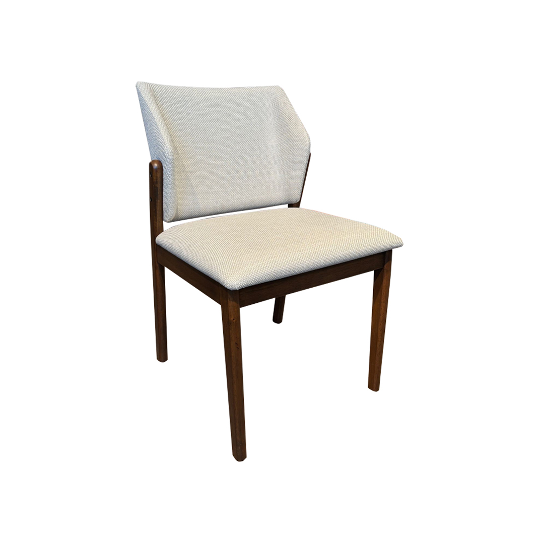 Dining Chair – Beige & Walnut