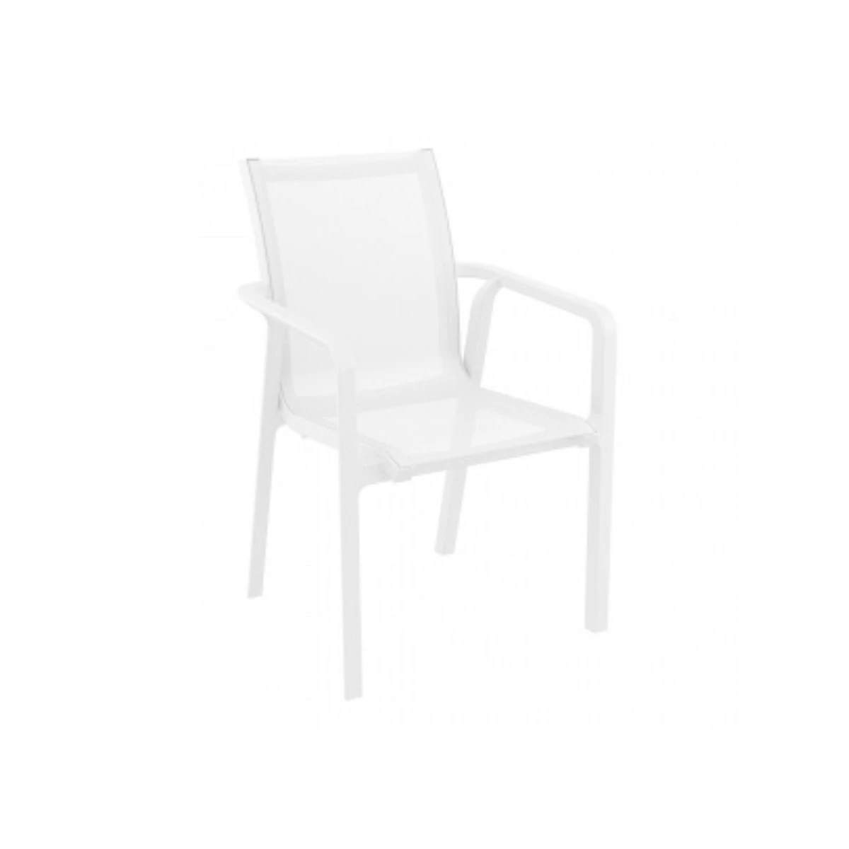 Outdoor White Resin Armchair with Batyline Fabric image 1