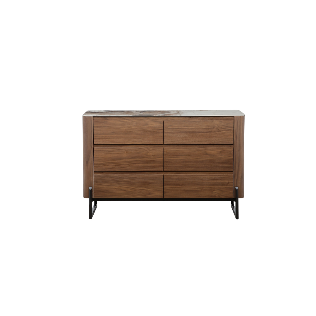 Wide Chest Walnut Veneer Wide with Ceramic Top