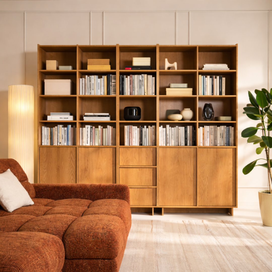 Carmel Oak Bookshelf – Warm Caramel Oak
