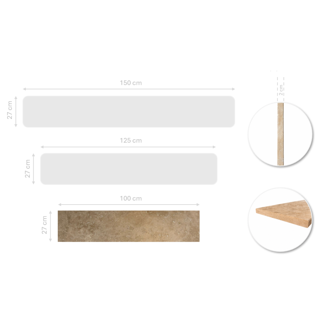 Sills Travertine 2cm CC Honed & Filled – 100x27cm