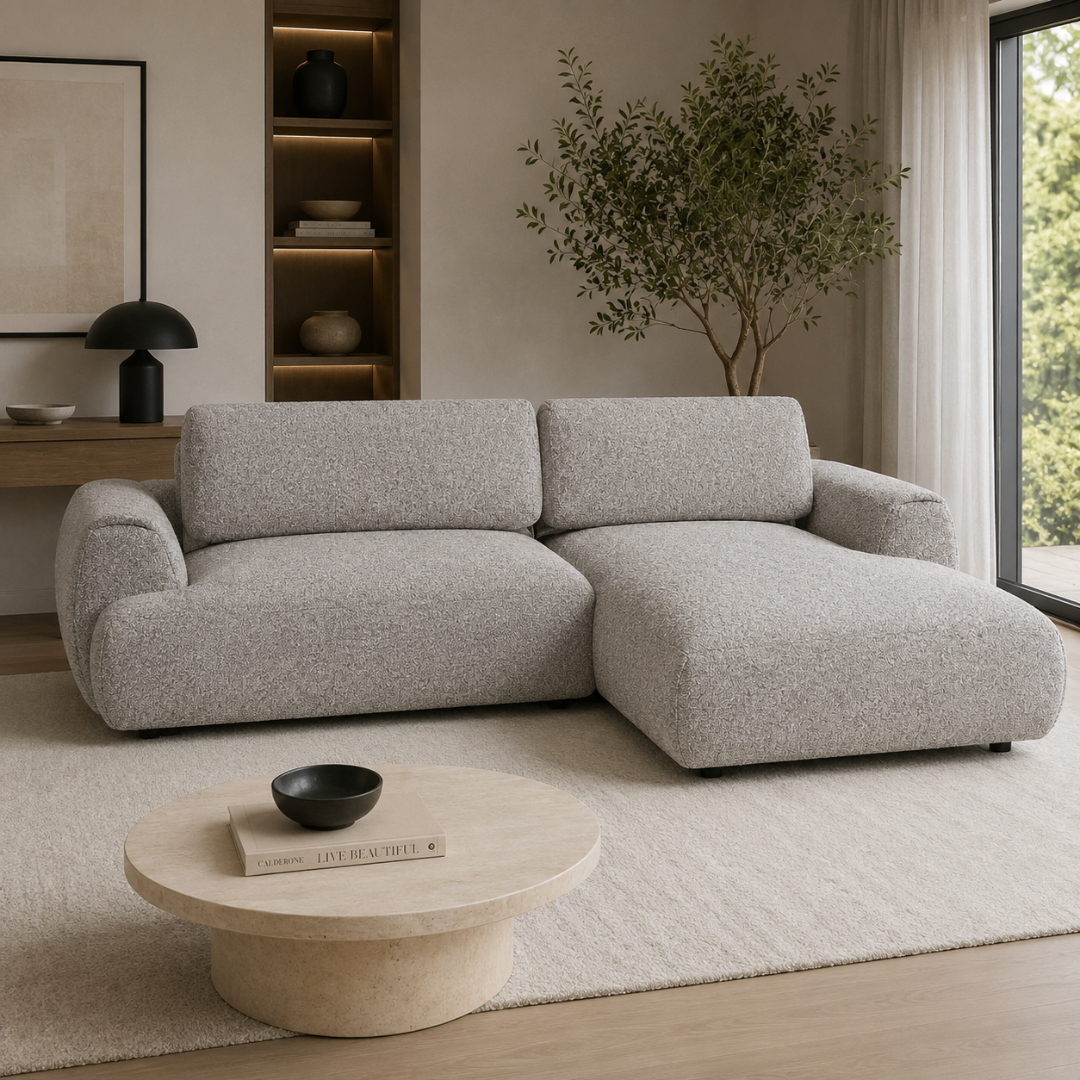 Corner Sofa Right with Sleeper – Light Grey