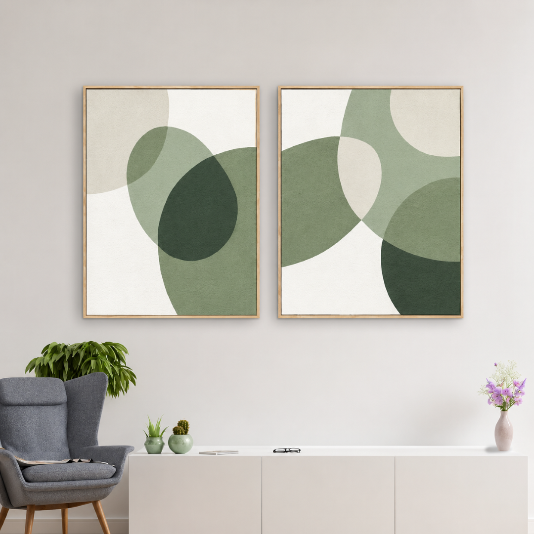 Green Dots Acrylic Painting - 80x100 cm