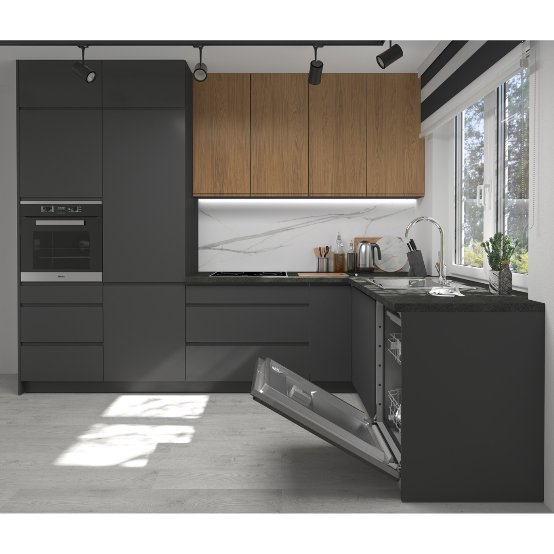 Kitchen Set -  Brown Oak and Graphite Matt