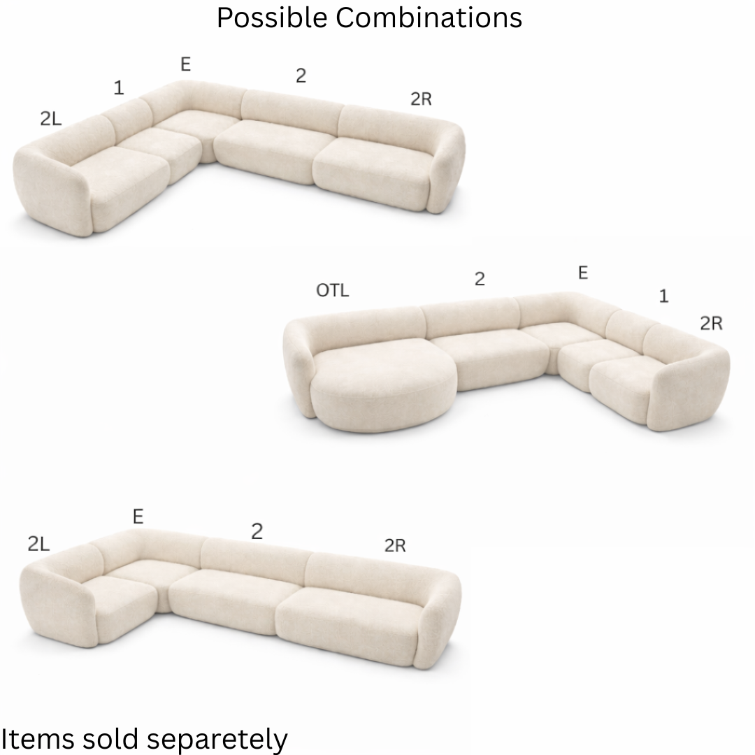 Modular Corner Curved Sofa Left – Warm Light Beige