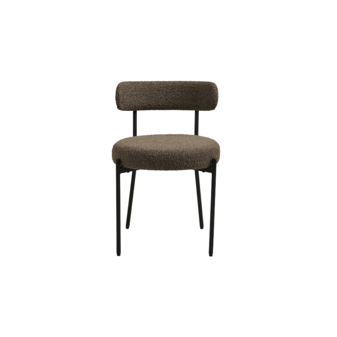 Dining Chair – Brown Bouclé & Black Legs Badalona