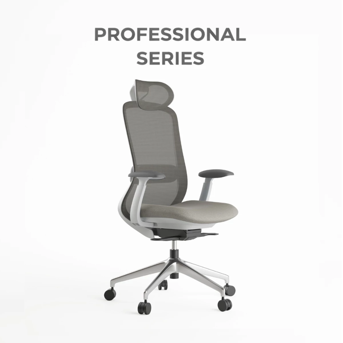 Office Chair with Adjustable Headrest - Beige image 1