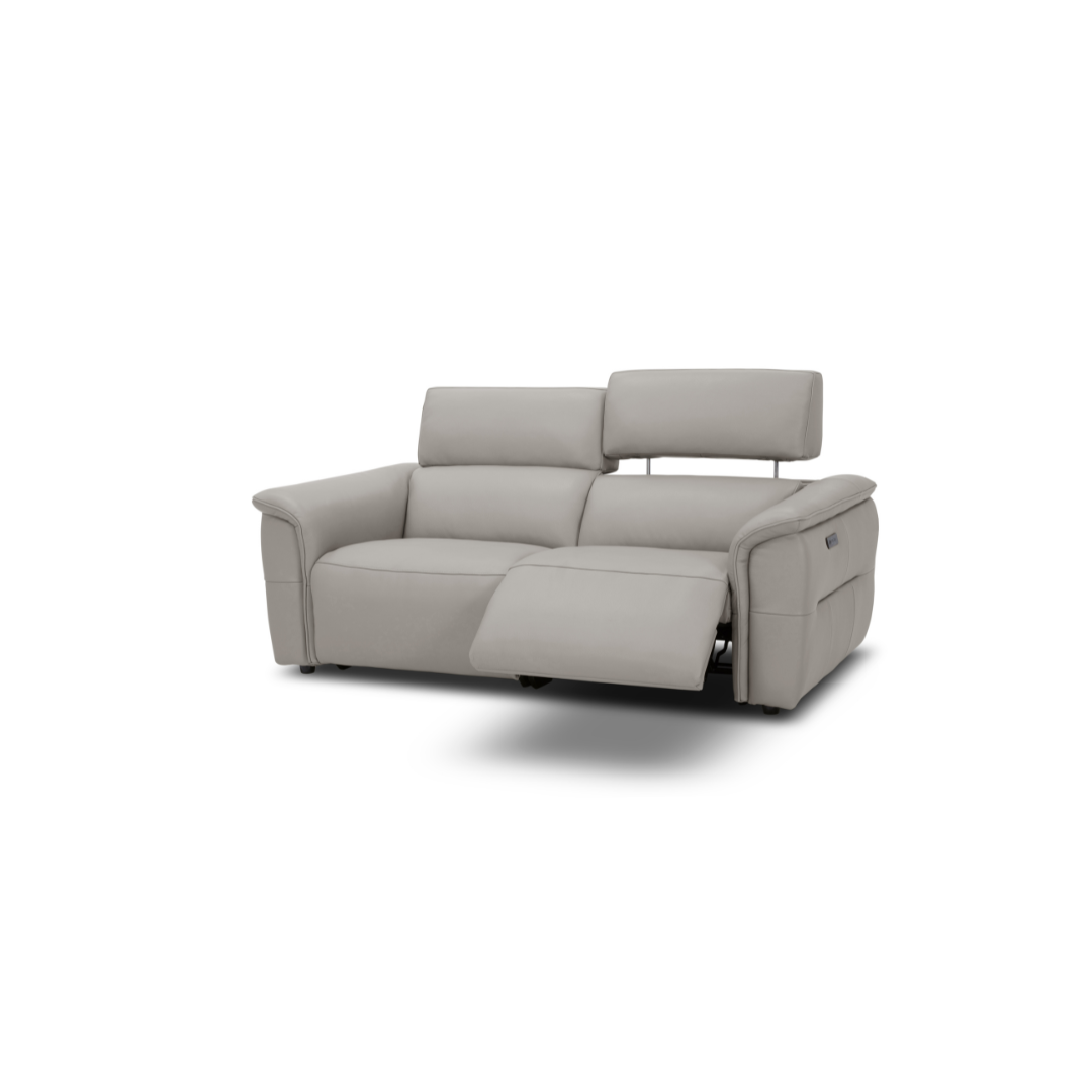 2 Seater Sofa Seat with Electric Recliner & Lumbar Support – Light Grey