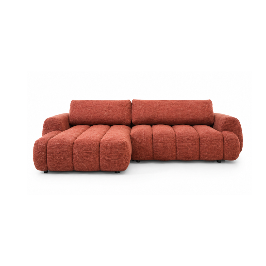Corner Sofa Left with Sleeper & Storage – Ruby Red