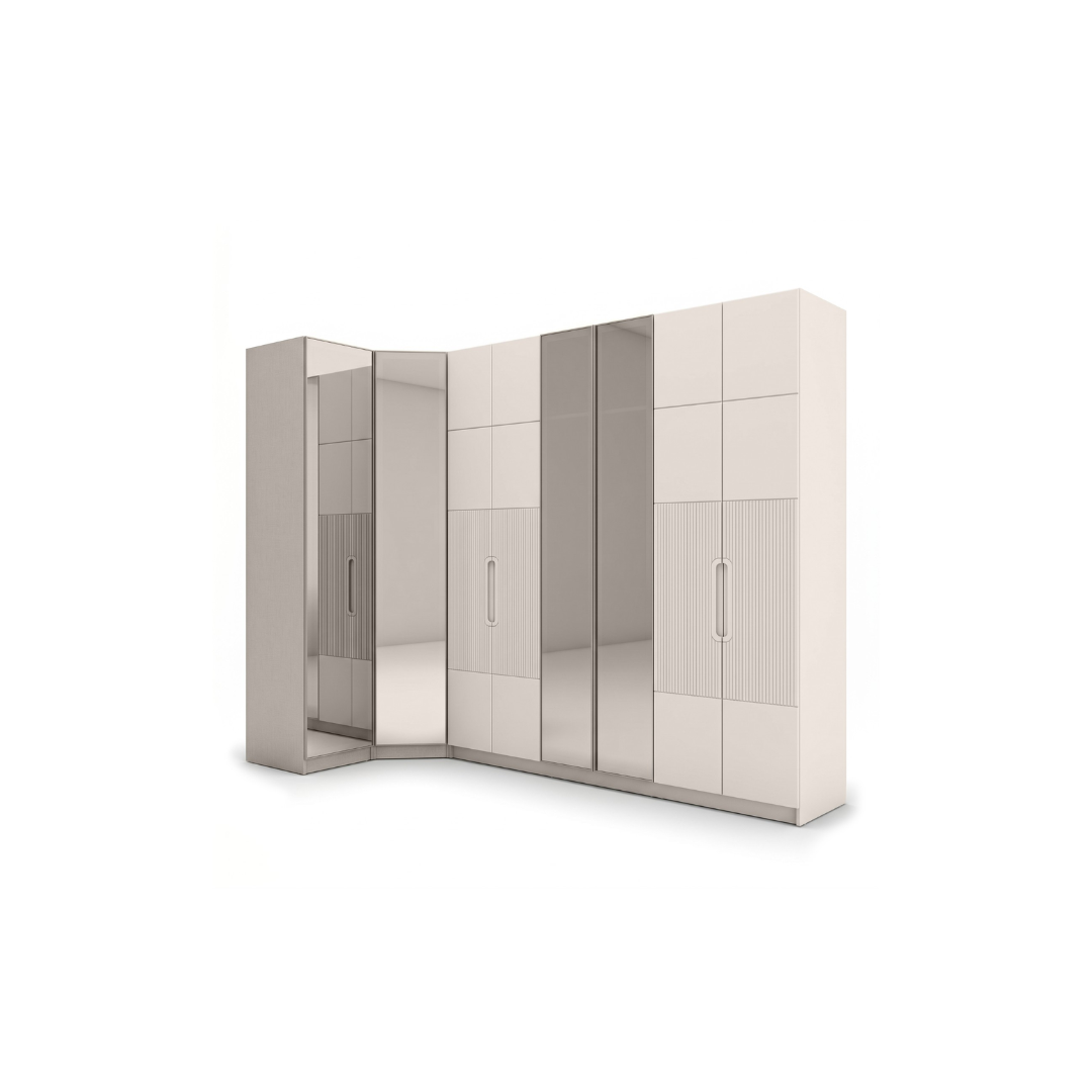L-Shaped Wardrobe Set – Sand Beige