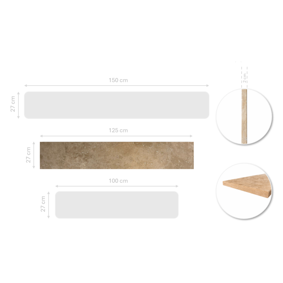 Sills Travertine 2cm CC Honed & Filled – 125x27cm